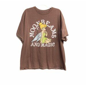 Disney Tinker Bell Womens Brown Cotton TShirt Graphic Moon Beams Short Sleeve 2X